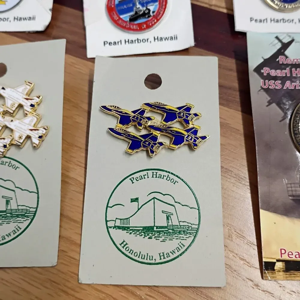 Set of Nine (9) Remembering Pearl Harbor Commemorative Pins World War 2 WWII